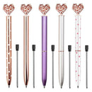 5Pcs Big Crystal Diamond Pen,Heart Shaped Pen,Bling Metal Ballpoint Pen Sch Z4S1