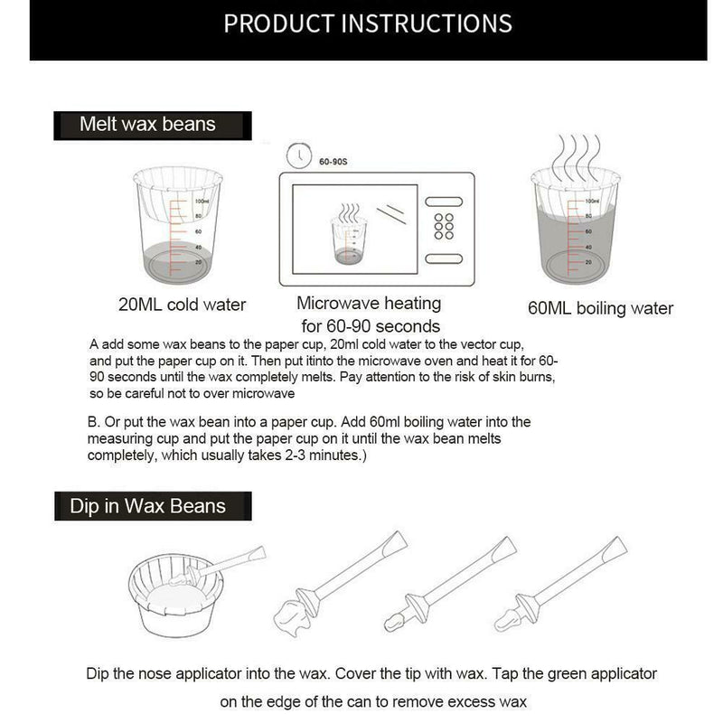 100g Men's Nose Hair Removal Wax Beads Kit Disposable Applicator Effective