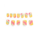 24pcs Yellow False Nails Art Acrylic Full Cover Tips Manicure Gl%!