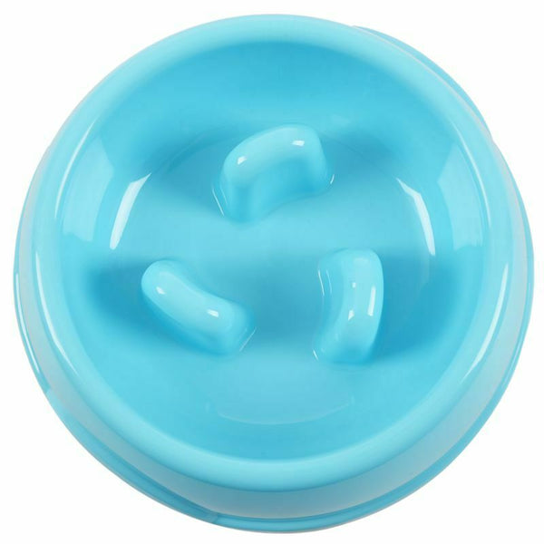 Puppy Dog Slow Down Eating Feeder Dish Pet Dog Feeding Food Bowl Blue