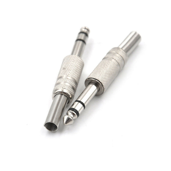 4Pcs 6.35Mm 1/4 Inch Stereo Solder End Heavy Duty Plug Metal Body With Strain ME