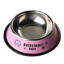 Stainless Steel Anti-skid Dog Cat Food Water Bowl Pet Feeding Tool Pink A