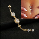Fashion Crystal Flower Dangle Navel Belly Button Ring Bar Body Piercing Jewelry