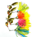 4pcs Fishing Hard Spinner Lures Spinner bait Pike Bass Black&yellow&rose re