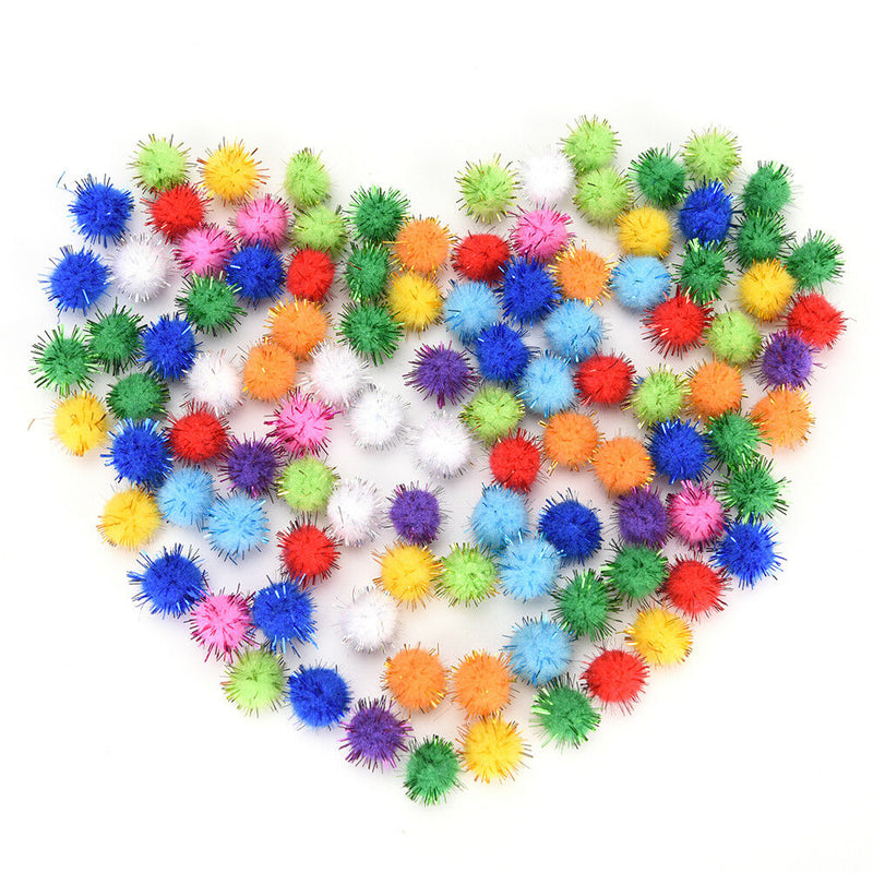 100X glitter tinsel pompom balls small pompoms ball cat puppy toys pet supply SE