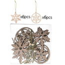 12pcs Christmas Wood Pendant Cute Desktop Ornament Home Decor (Snowflake)