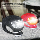 Waterproof LED Silicone Bicycle Front Rear Tail Light Set 3 Black + 3 Red