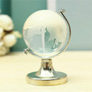 Crystal Glass Frosted World Globe Stand Paperweight Home Desk Wedding Decor Y5K4