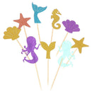 39pcs Mermaid Cupcake Toppers Ocean World Cake Picks for Birthday Party Decor ME