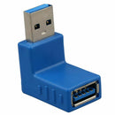 USB 3.0 A Male to Female 90 Degree Angle Converter Plug Adapter, Blue