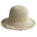 Women'S Summer Hand-Woven Foldable Wide Brim Fisherman 100% Raffia Straw Su L4A5