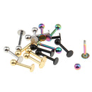 32Pcs 18G Stainless Steel Lip Ring Chin Bars Earring Stud Piercing Jewelry