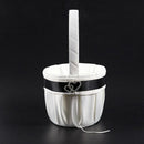 Flower Girl Basket for Wedding Collection Traditional White+black E4K1