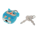Blue Owl Cartoon Padlock Security Lock -Key Kid Gift Travel Lock Bag Lock