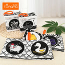 4 PCS Soft Fabric Baby Cloth Activity Black and White Books with Rustle Sound