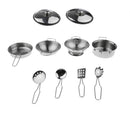 Kids Kitchen Cookware Set B - 10 Stainless Steel Cooking Tools for Role Play