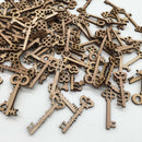 100 Natural Wooden Key Shapes Crafts Embellishments Scrapbooking Decorations