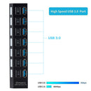 7 Ports 5Gbps USB 3.0 HUB High Speed Multi USB Splitter Power Expander (US) A