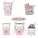 Cute Cat Pencil Case Flexible Pen Bag Zipper Box Makeup Brush Pouch White