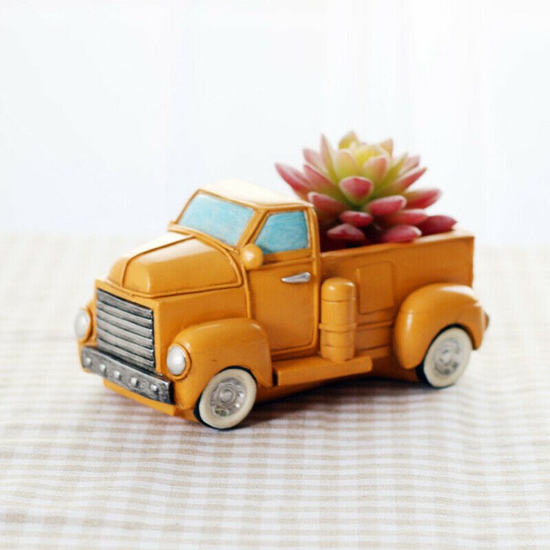 Retro Truck Cars Small Potted Plant Desktop Truck Cars Ceramics Flower Pots I6J2