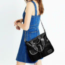 Women Travel Waterproof Nylon Shoulder Mummy Messenger Handbags (Black)