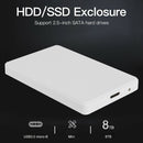 2.5 inch USB 3.0 Hard Disk Enclosure 6Gbps HDD SSD External Case (White)