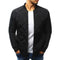 Men Long Sleeve Diamond Stand Collar Winter Padded Jacket (Black L) A