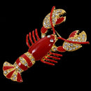 Cute Red Crystal Women Brooches Rhinestone Lobster Brooch Pin (Color: Red)