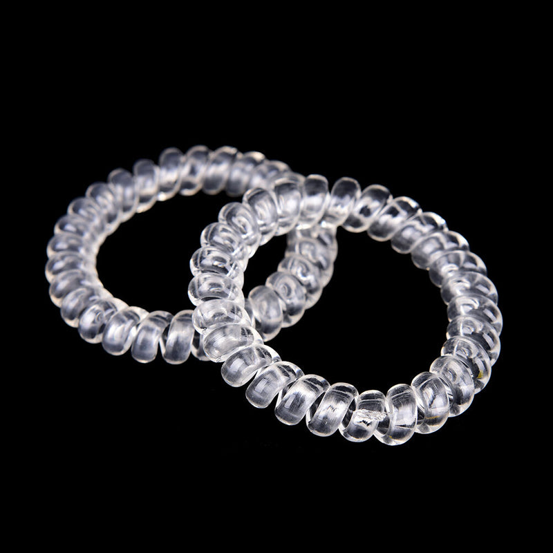 5X Lady Girl Clear Elastic Rubber Hair Ties Spiral Rubber Rope HairbandME