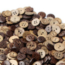 50 Pcs New Brown Coconut Shell Buttons Craft Sewing Scrapbooking 4 Holes