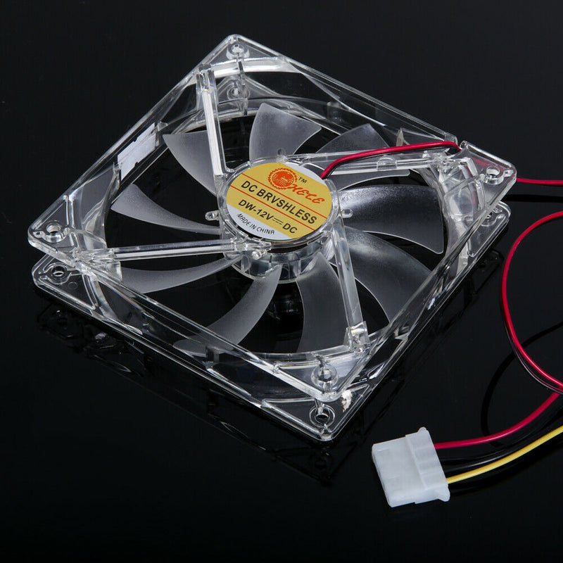 LED Light CPU Cooling Fan Computer PC Clear Case Quad 12CM Heatsink Red