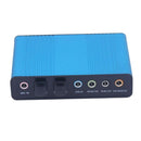 USB 6 Channels 5.1 External Optical Audio Sound Card S/PDIF for Laptop Blue