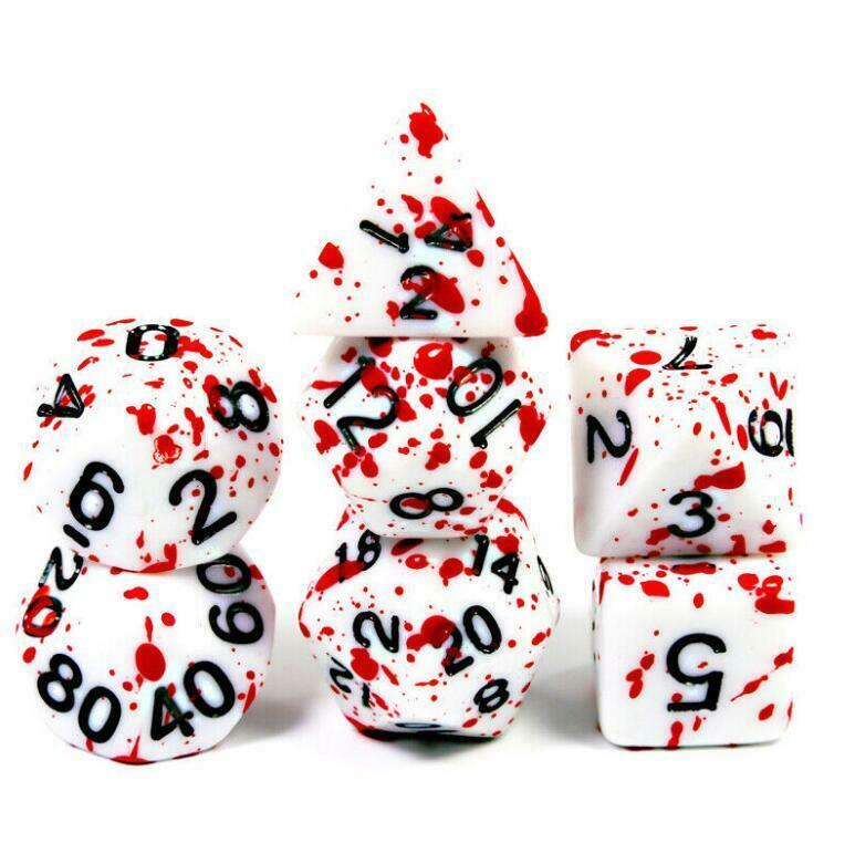7Pcs Bloody Polyhedral Dices Die for Dungeons&Dragons DND RPG MTG Board Games J8