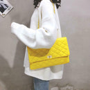 Fashion Women Shoulder Messenger Handbag Chain Leather Evening Bag (Yellow) A