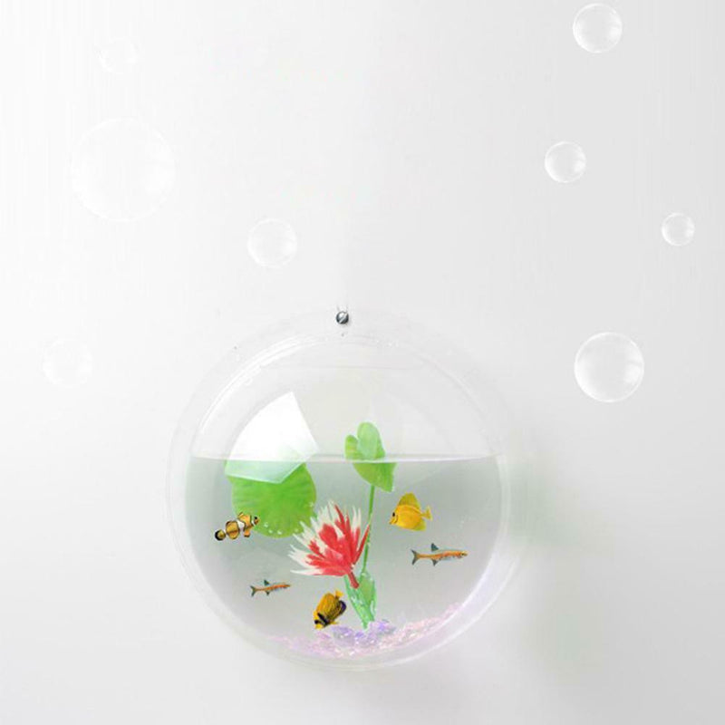 Wall Hanging Bubble Bowl Plant Fish Tank Aquarium Home Decor Transparent) A