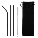 5pcs Reusable Stainless Steel Drinking Straws with Cleaning Brush (Black) A