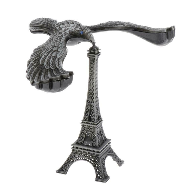 Creative Iron Tower Balance Eagle Statue Gift DIY Craft gray bronze 12cm