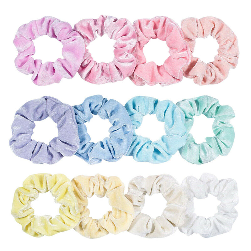 12 Pieces Velor Scrunchie, Velvet Scrunchies, Elastic Hair Velvet