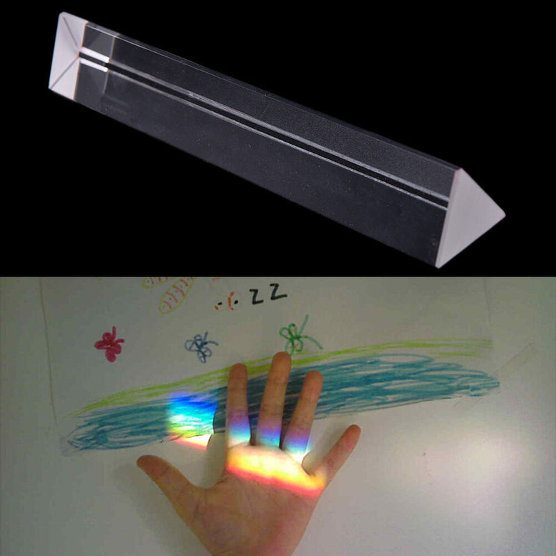 7.8" 20cm Optical Glass Triple Triangular Prism Physics Teaching Spectrum OZ