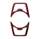 Red Carbon Fiber Headlight Switch Button Trim Stickers for Ford Mustang 15-19