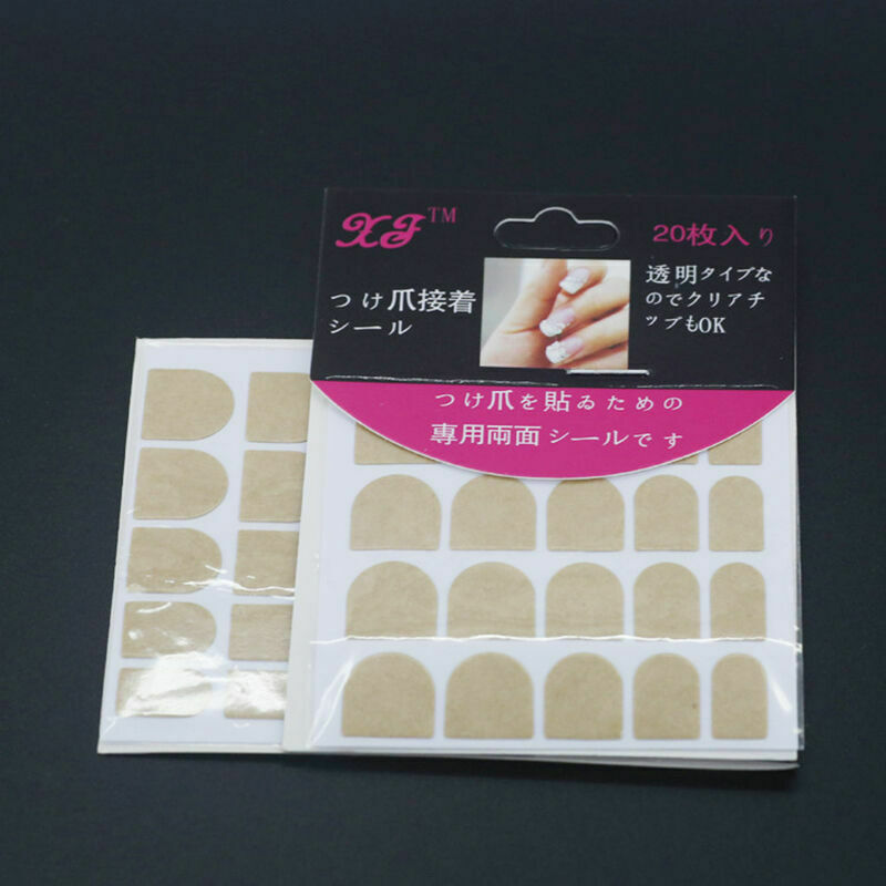 1 Sheets 20 Tips Double Sided Adhesive Tape Glue Stickers Nail Art False Dz F9D2
