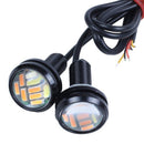 2 Pcs 12V 23Mm Dual Color Switchback 4014 12 Led Drl Eagle Eye Daytime Ligh
