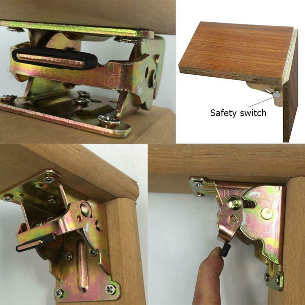 Iron Folding Hinge Notebook Table Leg Brackets Desk Chair Feet Extension