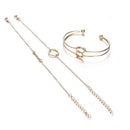 3 Pcs/set Women's Fashion Punk Bracelet Simple Double Knot Loop Metal Chain