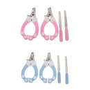 2 Sets of Stainless Steel Cat Dog Nail Clipper & Claw Grooming Trimmer Pink