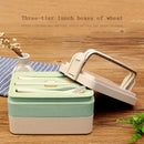 1X(Wheat Straw Bento Box Student Multi-Layer Portable Food Container Lunch