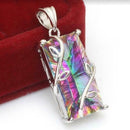 Square Crystal Pendant Necklace Fashion Leaf Choker Statement Jewelry Gift