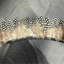 1M Black White Guinea Fowl Feather Fringe Trim for Crafts Costume Sew Millinery