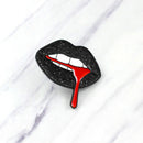 Sexy Black Lips Enamel Brooch Pins Shirts Badges for Women Men Jewelry Gift