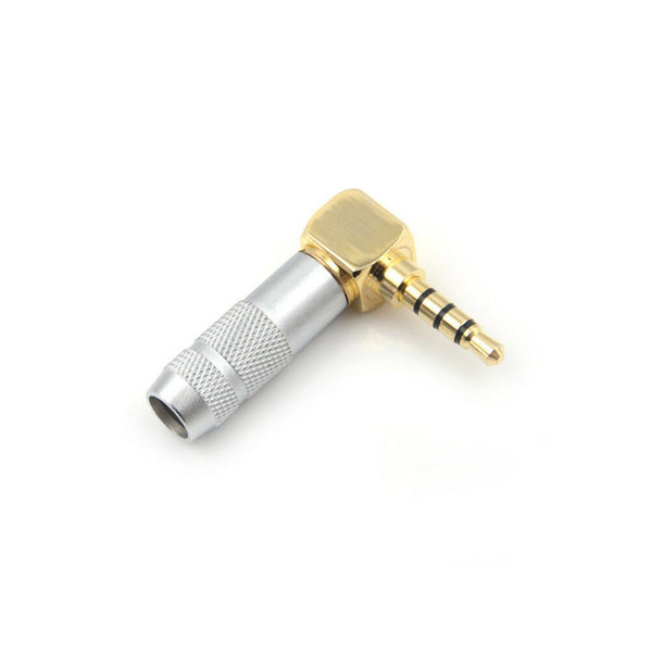Metal Stereo 3.5mm 4 Pole 90 Degree Repair Headphone Jack Plug Cable Solder OHK